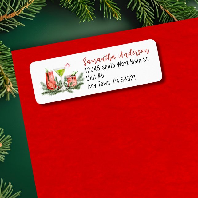 Holiday Modern Festive Cocktails Return Address Label (Creator Uploaded)