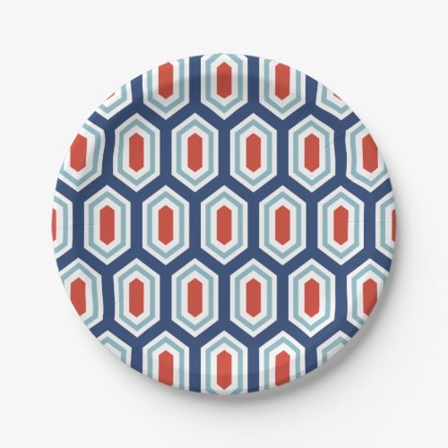 Holiday Modern Geometric Pattern Paper Plate