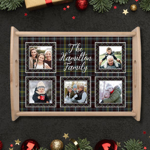Holiday Modern Plaid Family Photo Tray