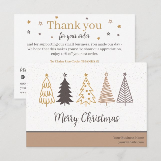 Holiday Modern Script, Thank You Candle Business Enclosure Card (Front/Back)