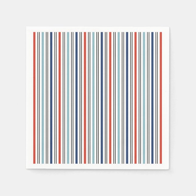 Holiday Modern Stripes Paper Napkin (Front)