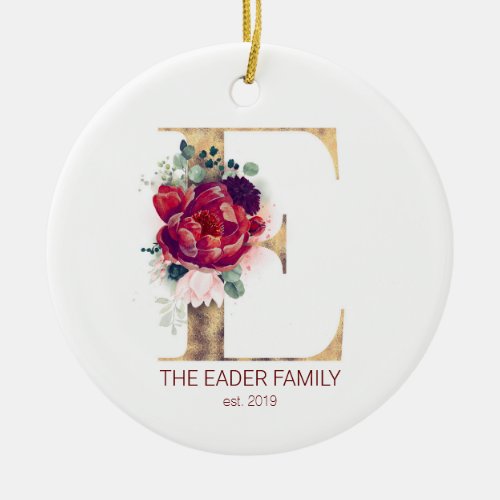 Holiday Monogram Newlywed Family Photo Beautiful Ceramic Ornament