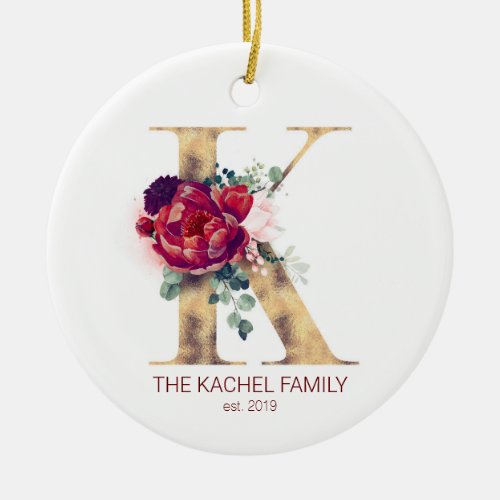 Holiday Monogram Newlywed Or Family Photo Cute Ceramic Ornament