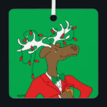 Holiday Moose Ornament<br><div class="desc">A classy well dressed moose in lights ornament.  You can purchase as is or change the message on the back to anything you like.</div>