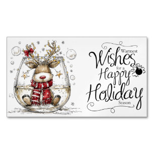 Holiday Moose Warmest Wishes Business Card Magnet