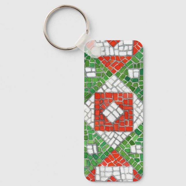 HOLIDAY MOSAIC Aluminum Rectangle Keychain (Front)