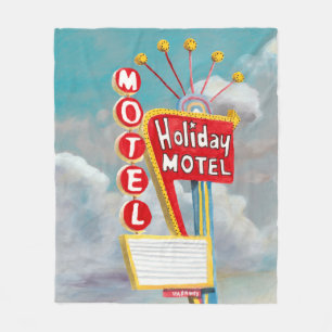 Holiday Motel Sign Fleece Blanket