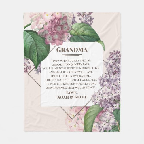 Holiday Mothers Day Gift Grandma from Grandkids Fleece Blanket