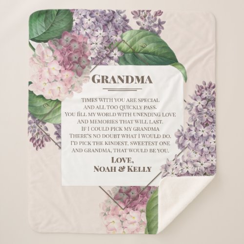 Holiday Mothers Day Gift Grandma from Grandkids Sherpa Blanket