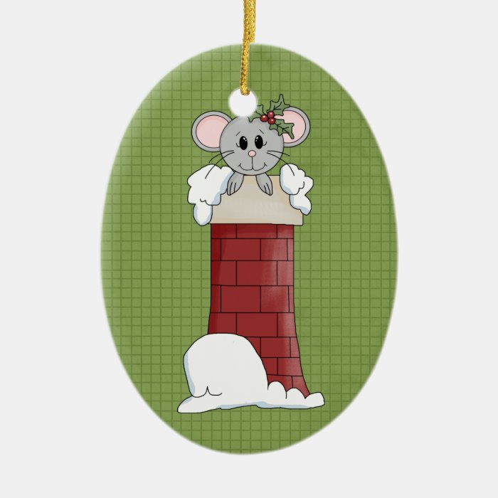 Holiday Mouse Ceramic Christmas Ornament