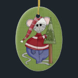 Holiday Mouse Ceramic Christmas Ornament<br><div class="desc">Text can be added to this ornament to make a personalized holiday gift. If you need help,  just click on the contact link below to send the designer a personal detailed message.</div>