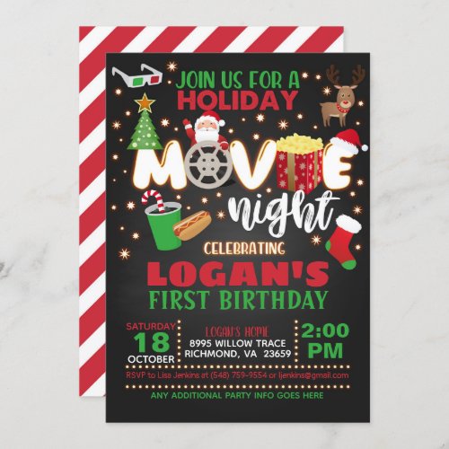 Holiday Movie Birthday Invitation