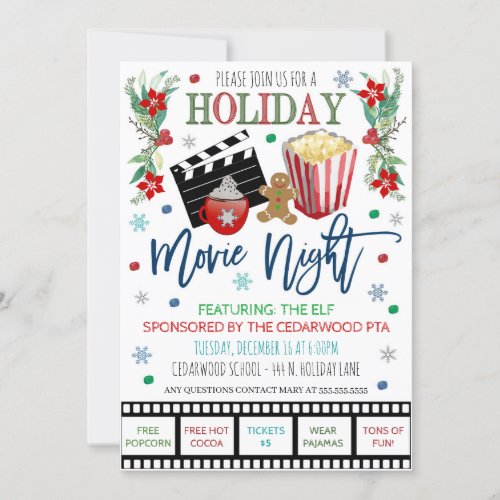 Holiday Movie Night Invitation