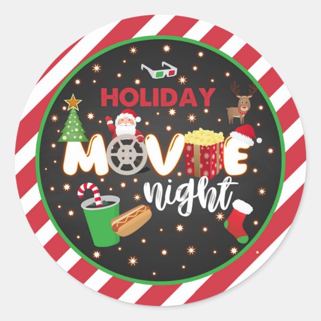 Holiday Movie Night Sticker (Front)