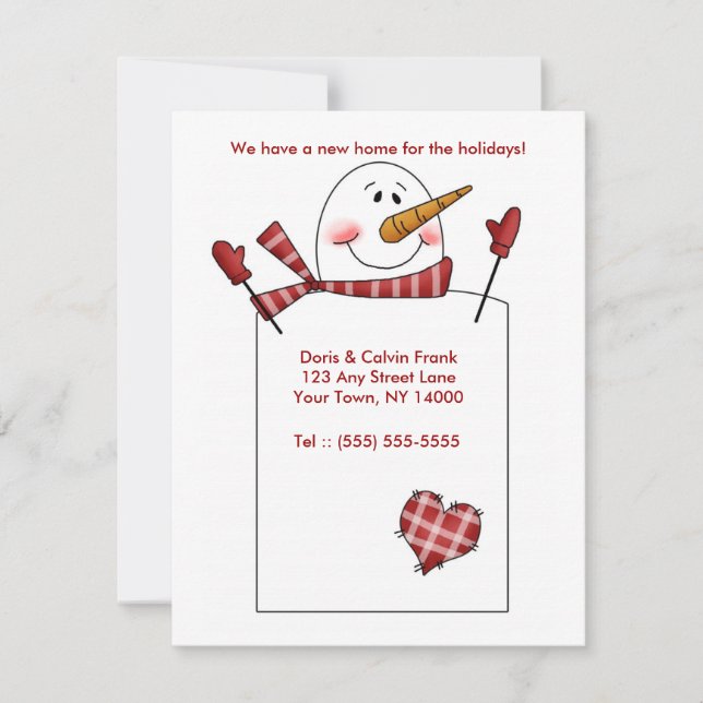 HOLIDAY MOVING CARD Change of Address Snowman (Front)