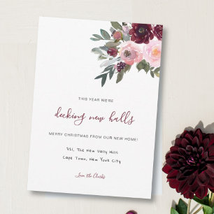 holiday moving Christmas change of address floral Card