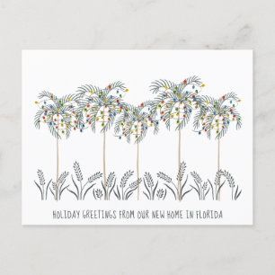 Holiday Moving Christmas Lights on Palm Trees Announcement Postcard