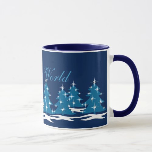 Holiday Mug Coffee Cup Festive Blue Christmas Cup