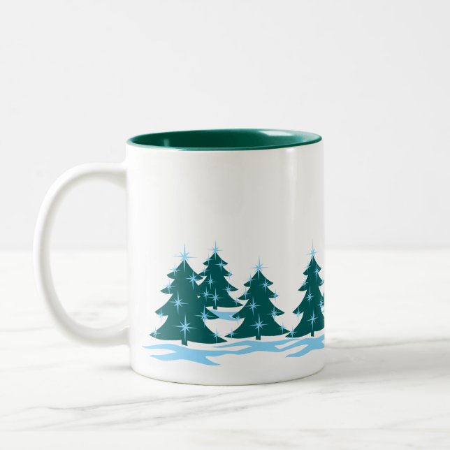 Holiday Mug Coffee Cup Festive Christmas Tree Cup (Left)