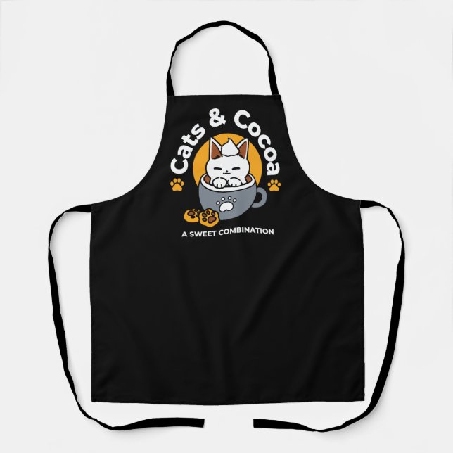 Holiday Mug Design with Cozy Cat and Paw Cookies Apron (Front)