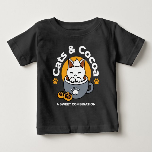 Holiday Mug Design with Cozy Cat and Paw Cookies Baby T-Shirt (Front)