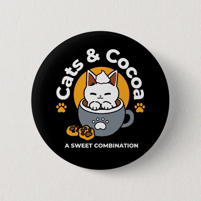 Holiday Mug Design with Cozy Cat and Paw Cookies Button (Front)
