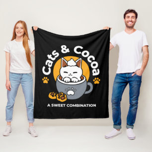 Holiday Mug Design with Cozy Cat and Paw Cookies Fleece Blanket