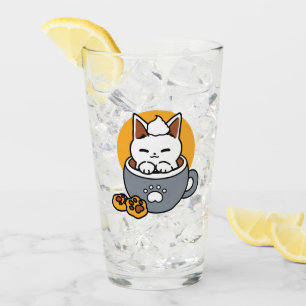 Holiday Mug Design with Cozy Cat and Paw Cookies Glass