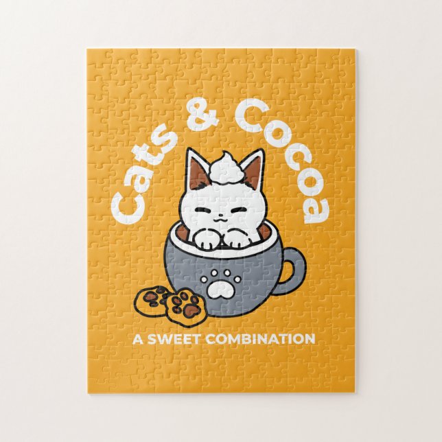 Holiday Mug Design with Cozy Cat and Paw Cookies Jigsaw Puzzle (Vertical)