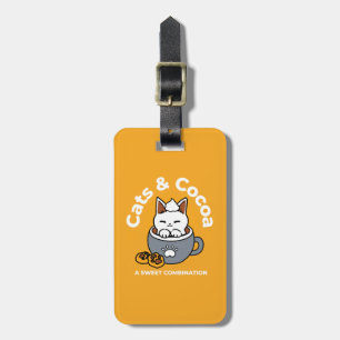 Holiday Mug Design with Cozy Cat and Paw Cookies Luggage Tag