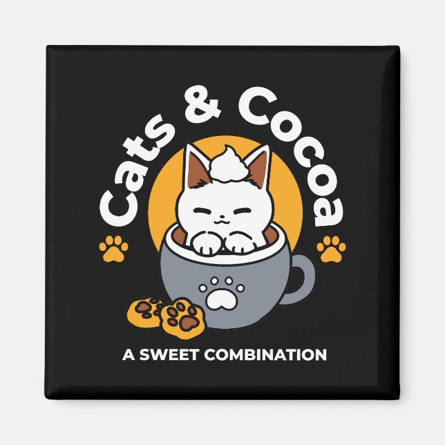 Holiday Mug Design with Cozy Cat and Paw Cookies Magnet (Front)