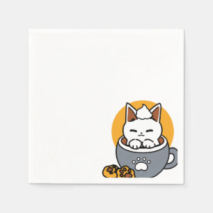 Holiday Mug Design with Cozy Cat and Paw Cookies Napkins