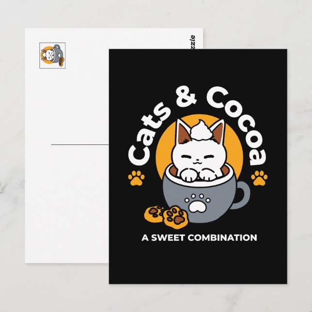 Holiday Mug Design with Cozy Cat and Paw Cookies Postcard (Front/Back)