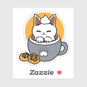 Holiday Mug Design with Cozy Cat and Paw Cookies Sticker