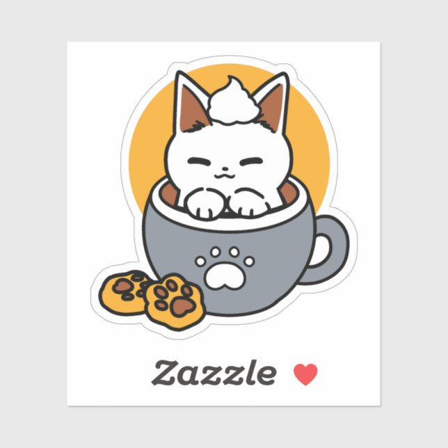 Holiday Mug Design with Cozy Cat and Paw Cookies Sticker (Sheet)