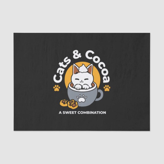 Holiday Mug Design with Cozy Cat and Paw Cookies Tissue Paper (Front)