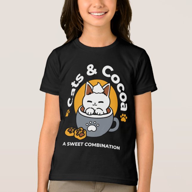 Holiday Mug Design with Cozy Cat and Paw Cookies Tri-Blend Shirt (Front)