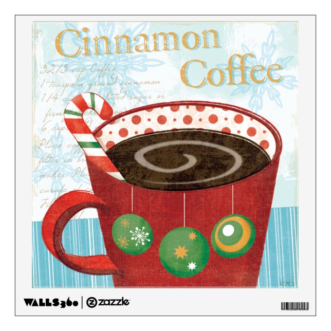 Holiday Mug with Cinnamon Coffee Wall Sticker (Front)