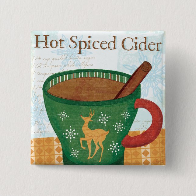 Holiday Mug with Hot Spiced Cider Pinback Button (Front)