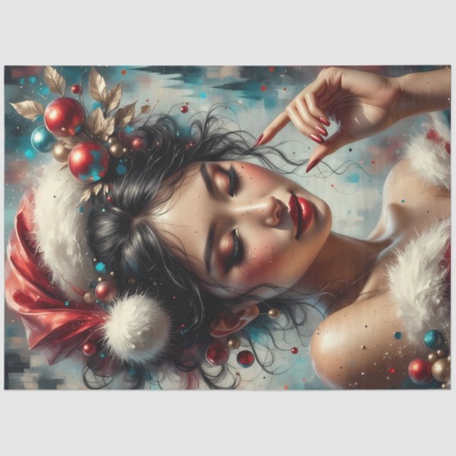 Holiday Muse Glamorous Christmas Fantasy Decoupage Tissue Paper (Front)