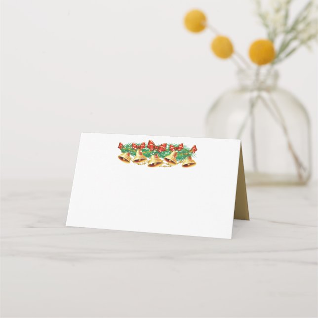 Holiday Name Place Card-Bells Card (Front)