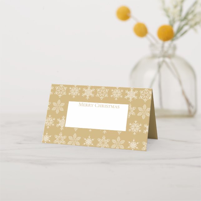 Holiday Name Place Card-Snowflakes Card (Front)