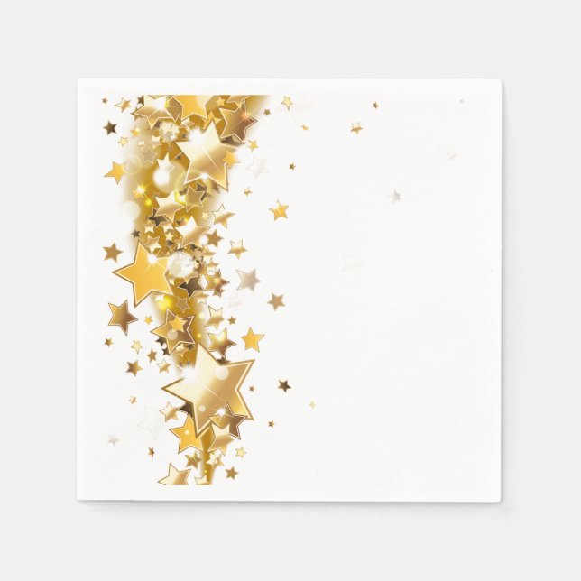 Holiday Napkin Cocktail Gold Stars (Front)