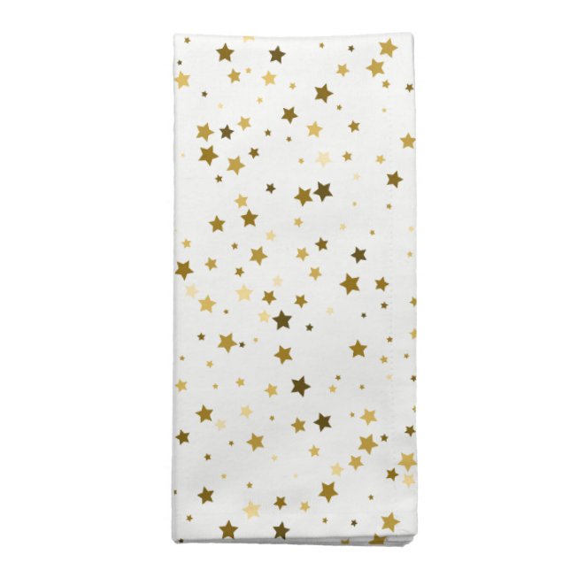 Holiday Napkin Single Dinner-Gold Stars (Folded)