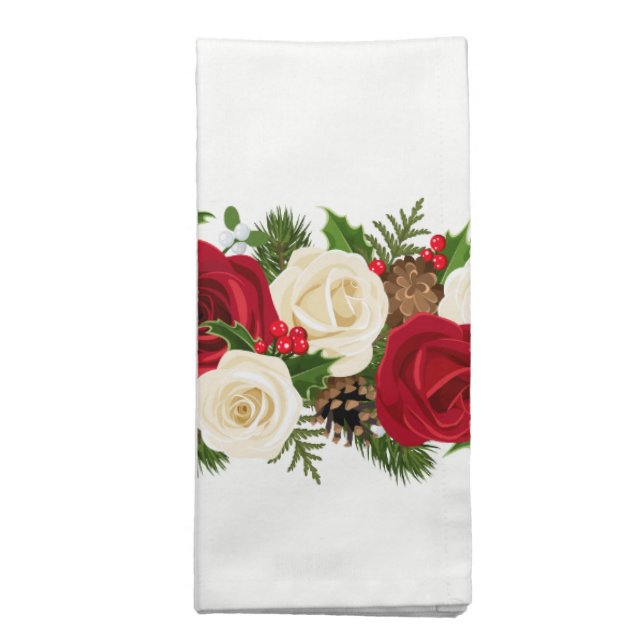 Holiday Napkins Set-Rose Garland (Folded)