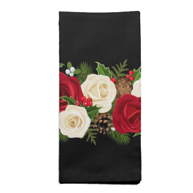 Holiday Napkins Set-Rose Garland (Folded)