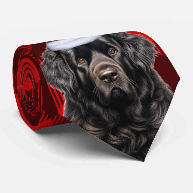 Holiday Newfoundland Red Buffalo Plaid Christmas Neck Tie (Rolled)