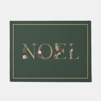 Holiday Noel Elegant Floral Typography Doormat by DP_Holidays at Zazzle