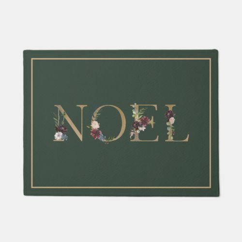 Holiday Noel Elegant Floral Typography Doormat
