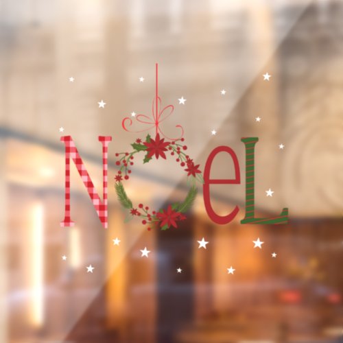 Holiday Noel Wreath with Sparkles  Window Cling